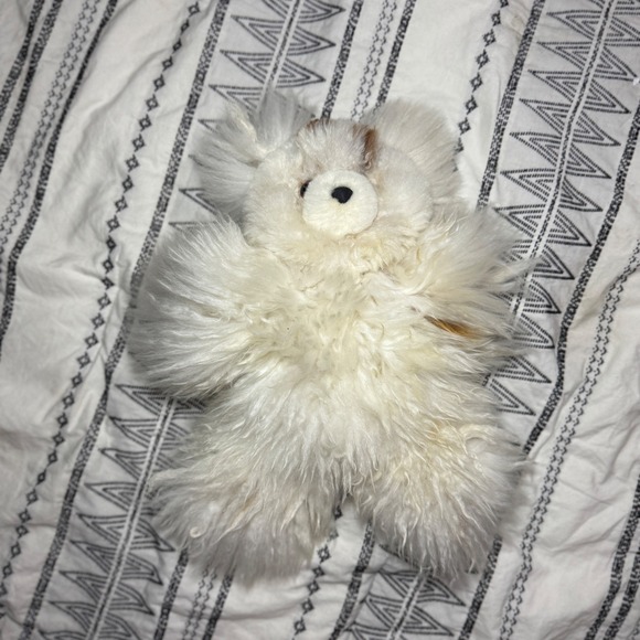 Handmade‎ Real Alpaca Fur Teddy Bear Plush 12" Artisanal Stuffed Animal Toy - Picture 1 of 5